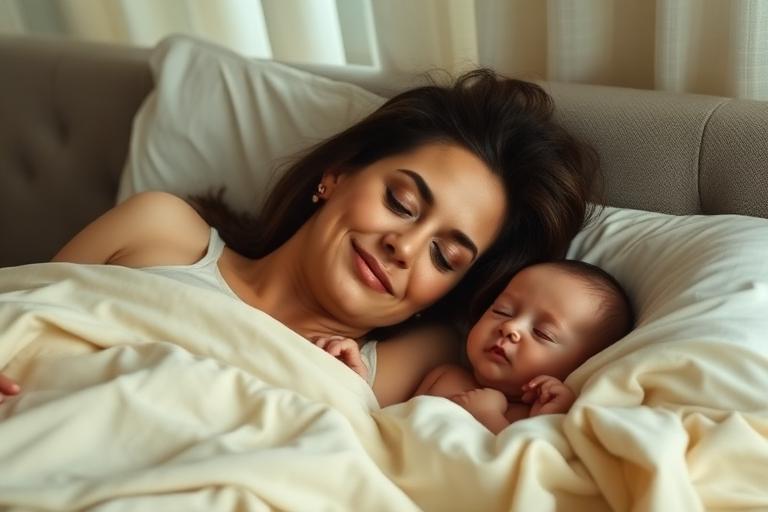 Mamá y bebé durmiendo felices